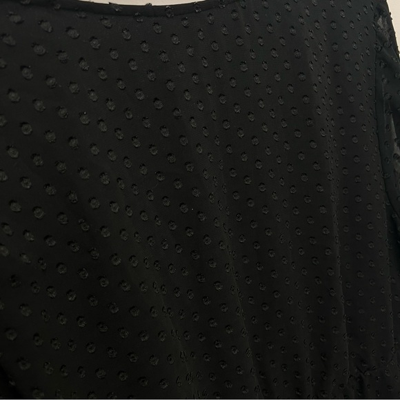 Torrid Black Dress Textured Stitch Chiffon Skater Dress Bell Sleeve Stretch Tie - Picture 5 of 7